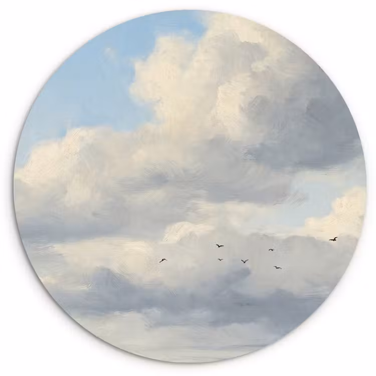 Lucht - Wolken - Natuur - Klassiek - Blauw Wandcirkel kunststof plaat 5mm dik klein -3d