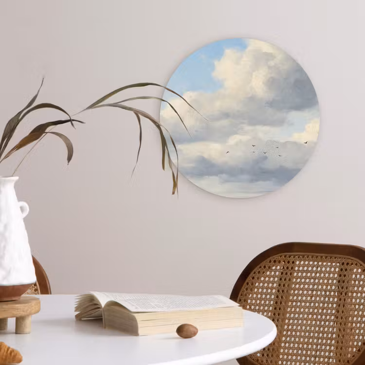 Lucht - Wolken - Natuur - Klassiek - Blauw Wandcirkel kunststof plaat 5mm dik klein -sfeer4