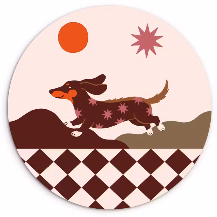 Hond - Abstract - Dieren - Modern - Bruin Wandcirkel kunststof plaat 5mm dik klein -3d