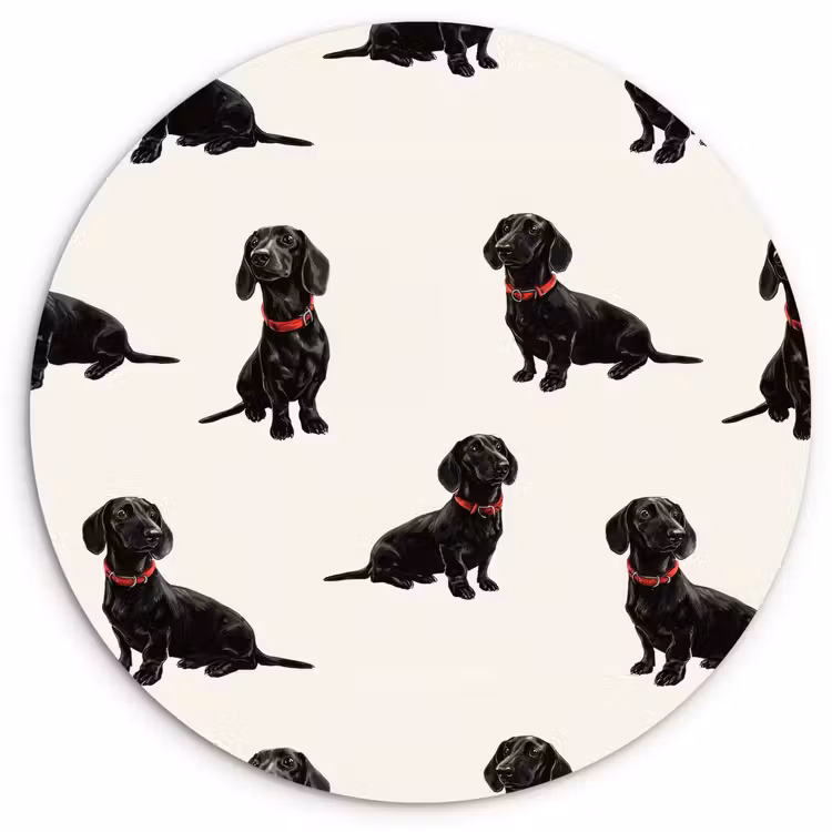 Hond - Patroon - Zwart Wandcirkel kunststof plaat 5mm dik klein 188 -3d