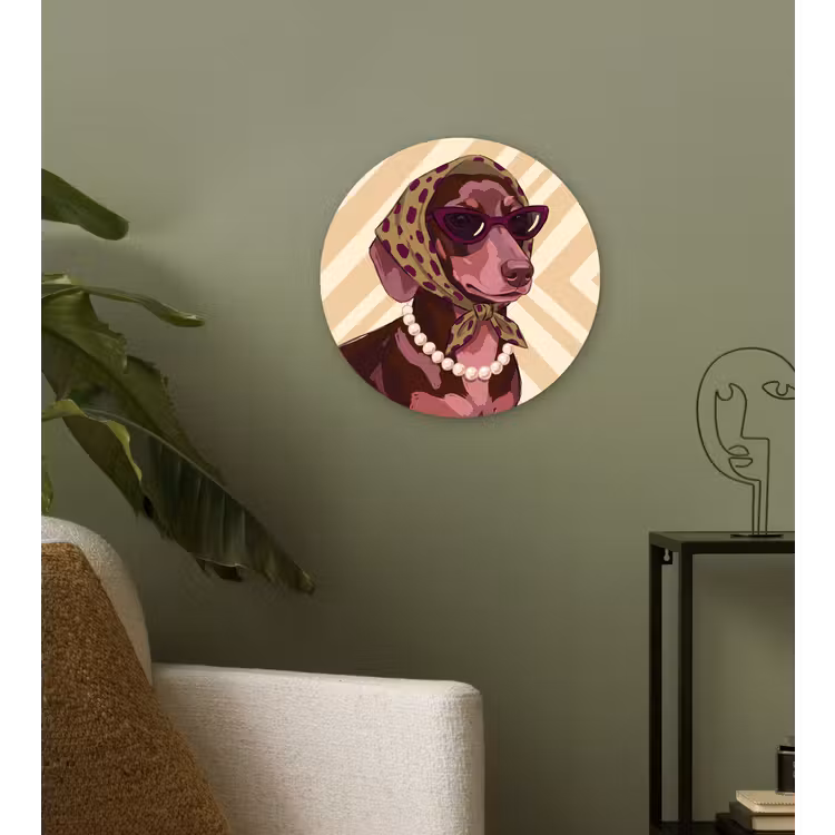 Hond - Zonnebril - Hoofddoek - Dieren - Modern Wandcirkel kunststof plaat 5mm dik klein -sfeer3