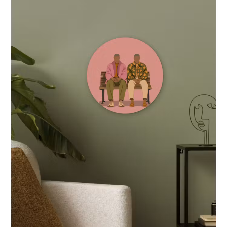 Illustratie - Bankje - Personen - Minimalistisch Wandcirkel kunststof plaat 5mm dik klein -sfeer3