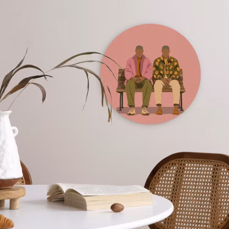 Illustratie - Bankje - Personen - Minimalistisch Wandcirkel kunststof plaat 5mm dik klein -sfeer4