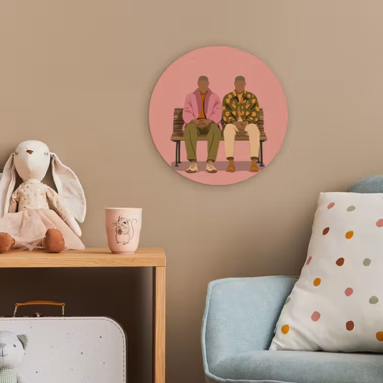 Illustratie - Bankje - Personen - Minimalistisch Wandcirkel kunststof plaat 5mm dik klein -tsfeer1_kind