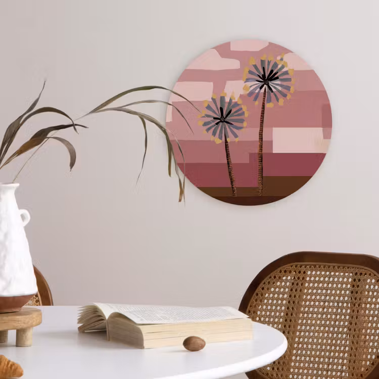 Illustratie - Bloemen - Vlakken - Abstract Wandcirkel kunststof plaat 5mm dik klein -sfeer4