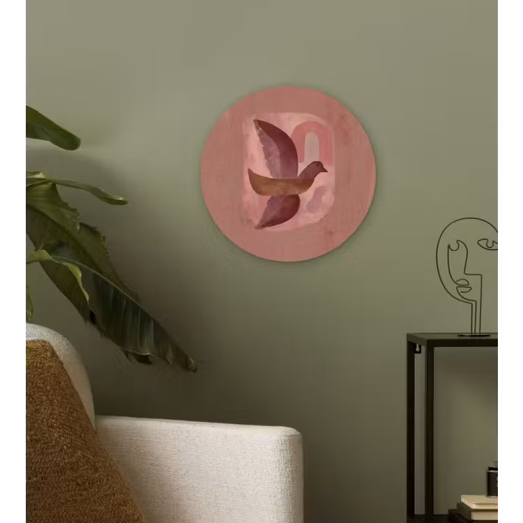 Illustratie - Vogels - Abstract - Roze Wandcirkel kunststof plaat 5mm dik klein -sfeer3