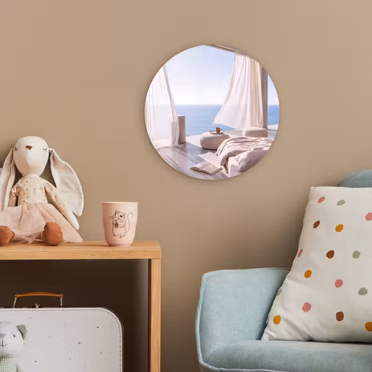 Interieur - Zeezicht - Modern - Rust - Beige Wandcirkel kunststof plaat 5mm dik klein -tsfeer1_kind