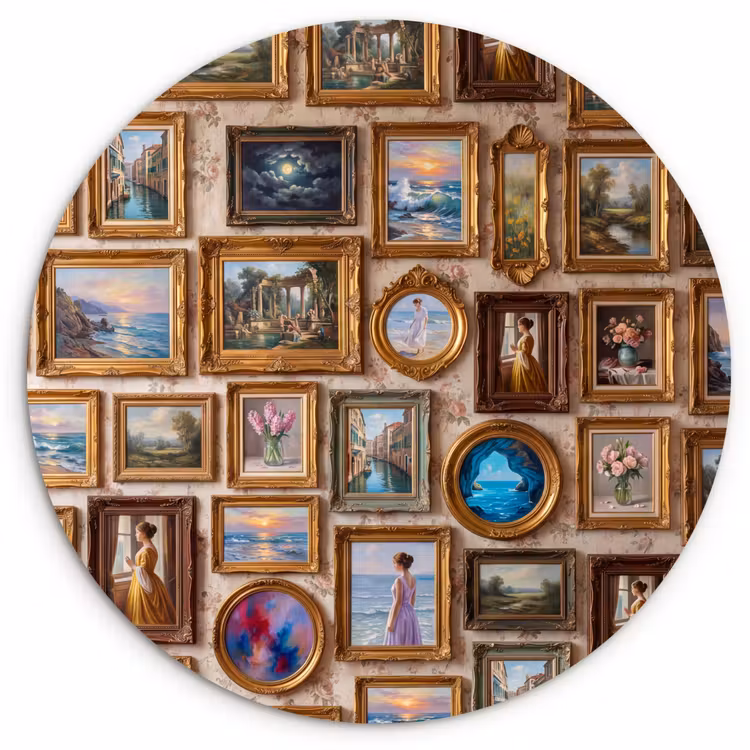 Interieur - Kunst - Collectie - Klassiek - Goud Wandcirkel kunststof plaat 5mm dik klein -3d