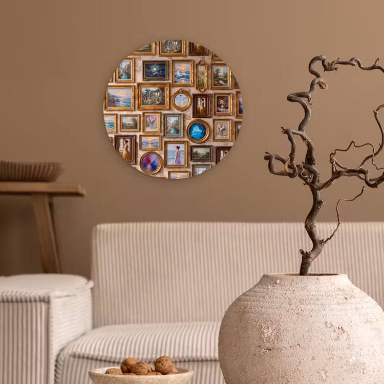Interieur - Kunst - Collectie - Klassiek - Goud Wandcirkel kunststof plaat 5mm dik klein -sfeer1