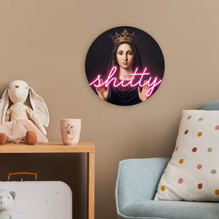 Ironisch - Tekst - Neon Wandcirkel kunststof plaat 5mm dik klein -tsfeer1_kind