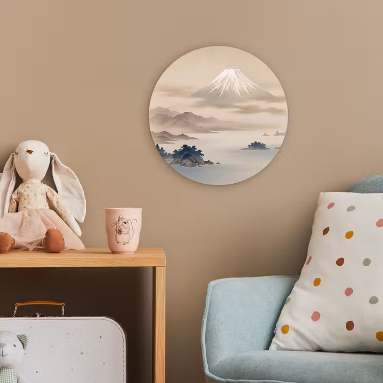 Japans - Landschap - Beige Wandcirkel kunststof plaat 5mm dik klein -tsfeer1_kind