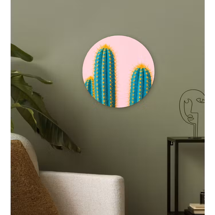 Cactussen - Modern - Pastel Wandcirkel kunststof plaat 5mm dik klein -sfeer3