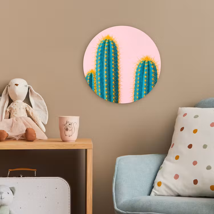 Cactussen - Modern - Pastel Wandcirkel kunststof plaat 5mm dik klein -tsfeer1_kind