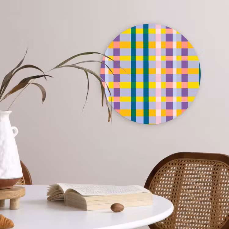 Ruit - Patroon - Kleurrijk Wandcirkel kunststof plaat 5mm dik klein 188 -sfeer4