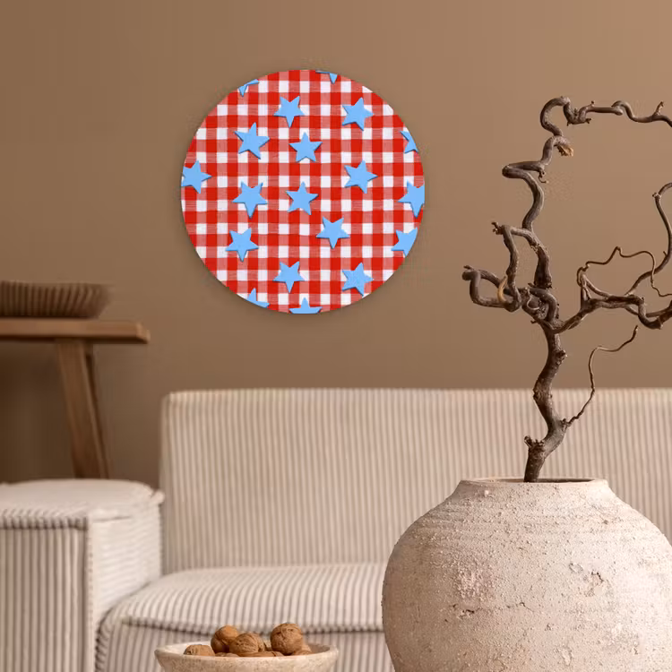 Ruit - Sterren - Rood Wandcirkel kunststof plaat 5mm dik klein 188 -sfeer1