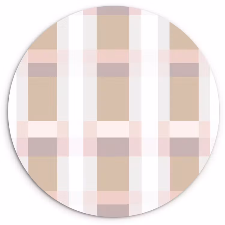 Ruitpatroon - Aardetinten - Minimalistisch Wandcirkel kunststof plaat 5mm dik klein 188 -3d