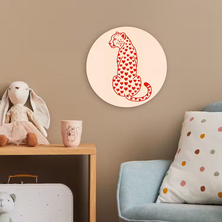 Kat - Harten - Dieren - Modern - Rood Wandcirkel kunststof plaat 5mm dik klein -tsfeer1_kind