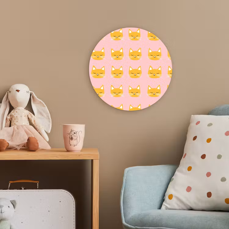 Katten - Patroon - Roze Wandcirkel kunststof plaat 5mm dik klein 188 -tsfeer1_kind