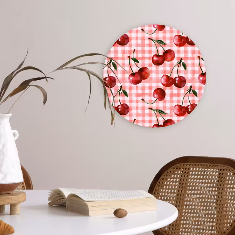Kersen - Blokken - Rood Wandcirkel kunststof plaat 5mm dik klein 188 -sfeer4