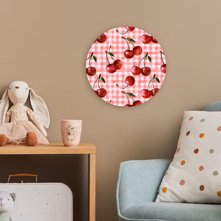 Kersen - Blokken - Rood Wandcirkel kunststof plaat 5mm dik klein 188 -tsfeer1_kind
