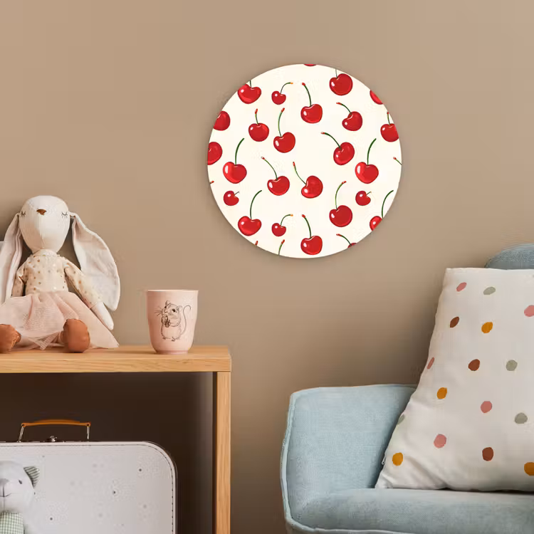 Kersen - Minimalistisch - Rood Wandcirkel kunststof plaat 5mm dik klein 188 -tsfeer1_kind