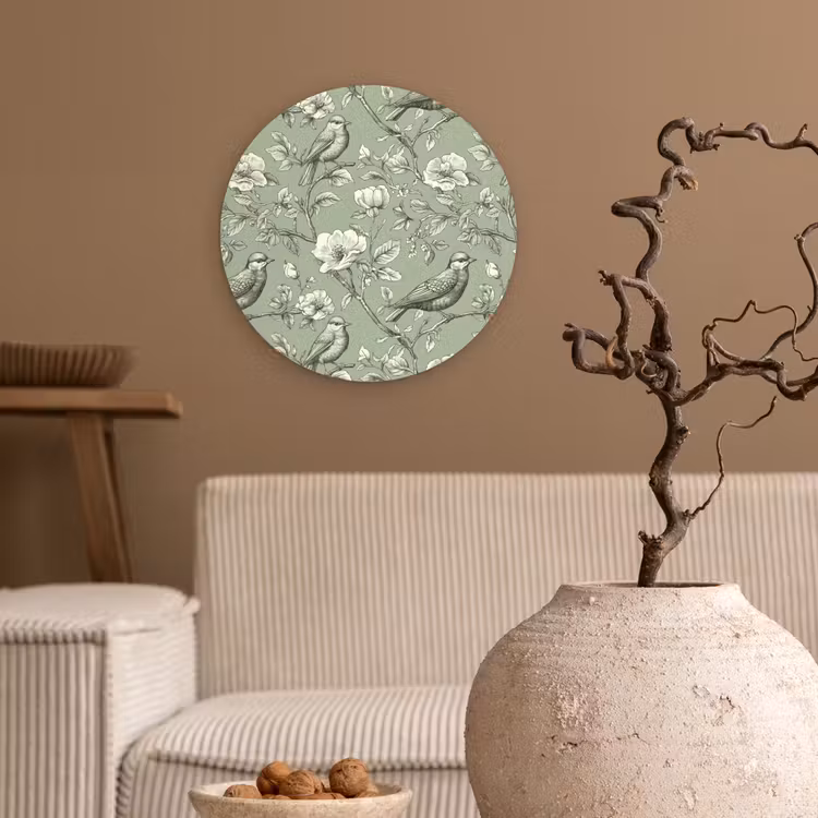 Klassiek - Botanisch - Groen Wandcirkel kunststof plaat 5mm dik klein 188 -sfeer1