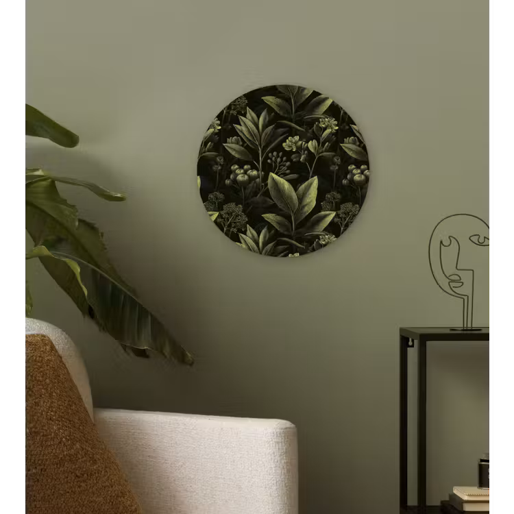 Klassiek - Donker - Botanisch - Planten Wandcirkel kunststof plaat 5mm dik klein 188 -sfeer3