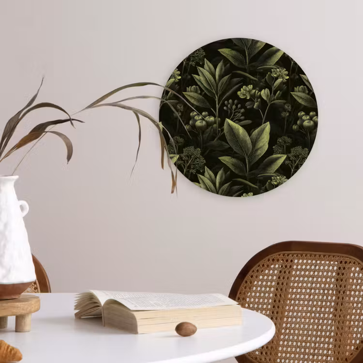 Klassiek - Donker - Botanisch - Planten Wandcirkel kunststof plaat 5mm dik klein 188 -sfeer4