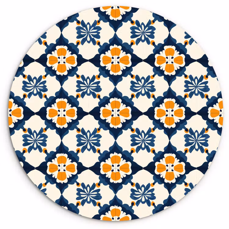 Klassiek - Geometrisch - Blauw Wandcirkel kunststof plaat 5mm dik klein 188 -3d