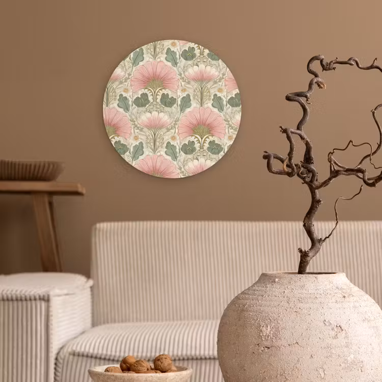 Klassiek - Patroon - Roze Wandcirkel kunststof plaat 5mm dik klein 188 -sfeer1