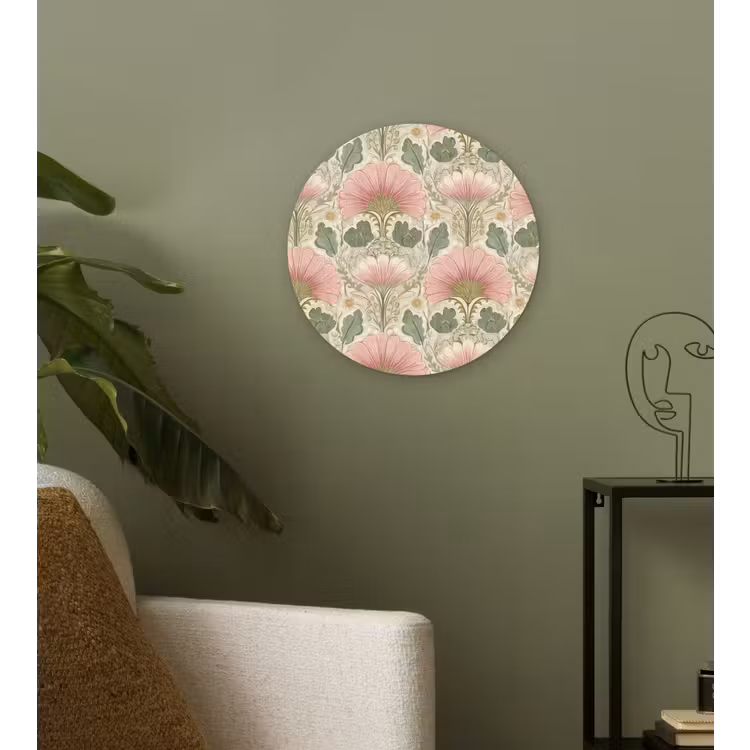 Klassiek - Patroon - Roze Wandcirkel kunststof plaat 5mm dik klein 188 -sfeer3