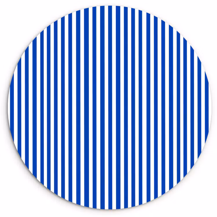 Klassiek - Strepen - Blauw Wandcirkel kunststof plaat 5mm dik klein 188 -3d