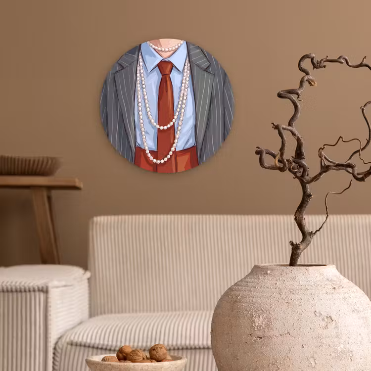 Kleding - Strik - Parels - Klassiek - Mode Wandcirkel kunststof plaat 5mm dik klein -sfeer1