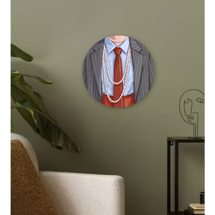 Kleding - Strik - Parels - Klassiek - Mode Wandcirkel kunststof plaat 5mm dik klein -sfeer3