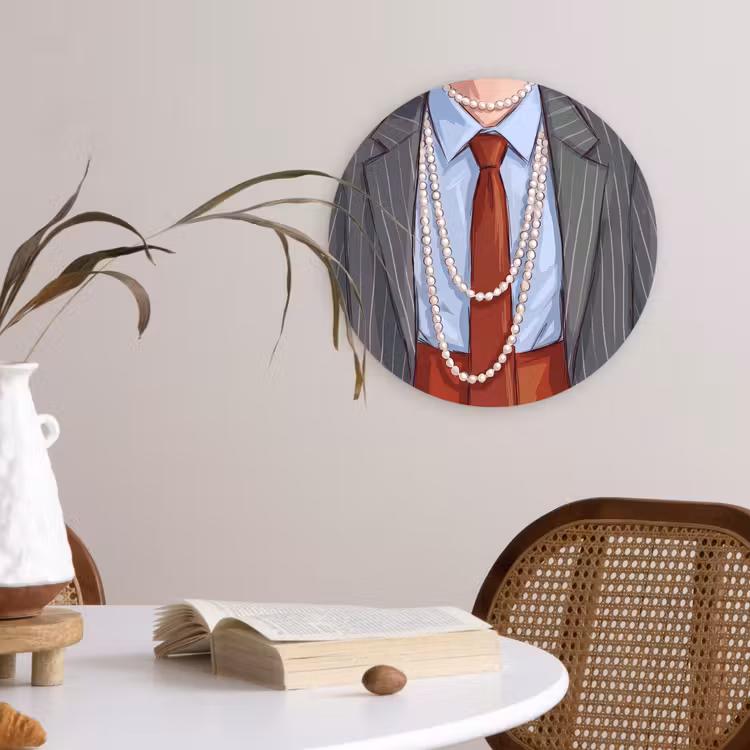 Kleding - Strik - Parels - Klassiek - Mode Wandcirkel kunststof plaat 5mm dik klein -sfeer4