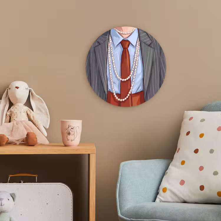 Kleding - Strik - Parels - Klassiek - Mode Wandcirkel kunststof plaat 5mm dik klein -tsfeer1_kind