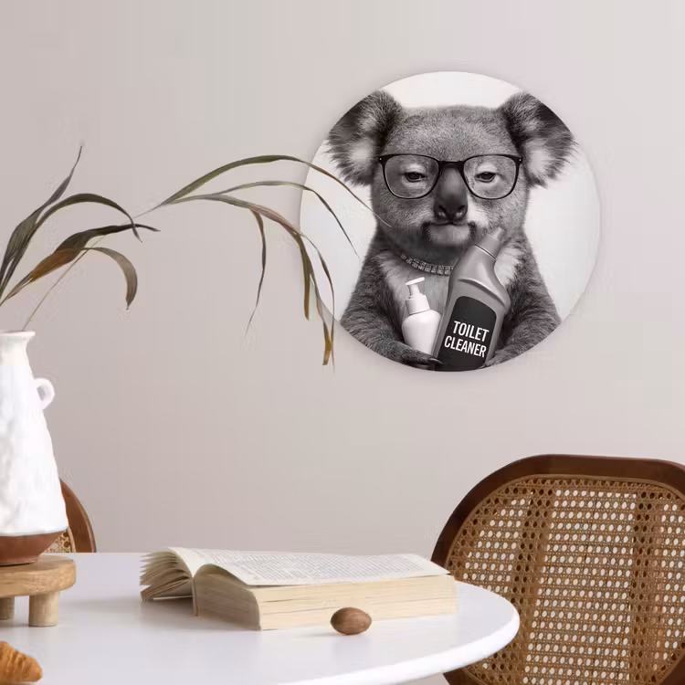 Koala - Bril - Toilet Wandcirkel kunststof plaat 5mm dik klein -sfeer4