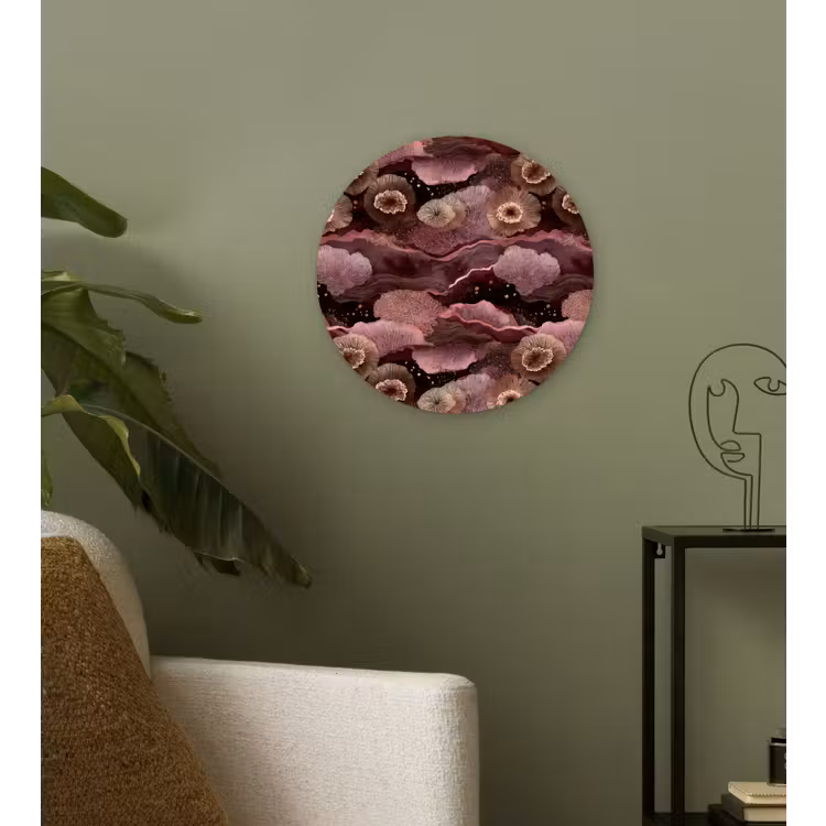 Koraal - Organisch - Roze Wandcirkel kunststof plaat 5mm dik klein 188 -sfeer3