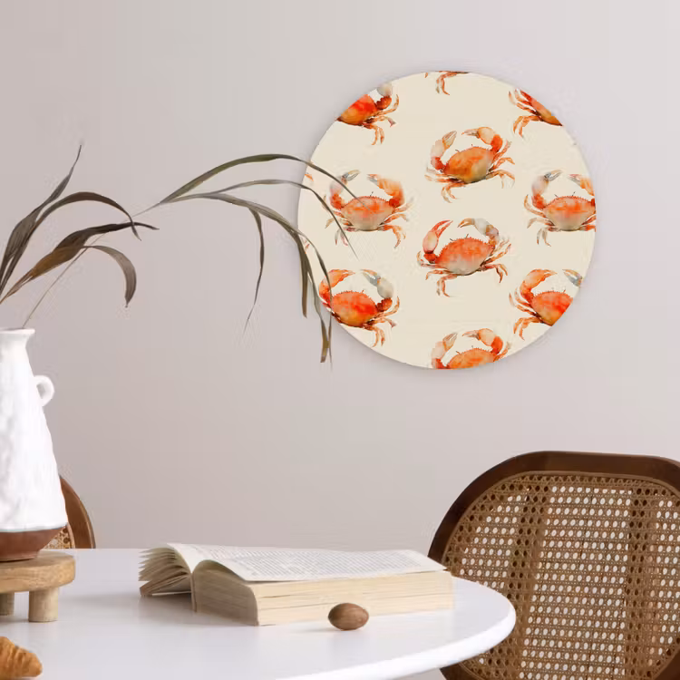 Krabben - Patroon - Oranje Wandcirkel kunststof plaat 5mm dik klein 188 -sfeer4