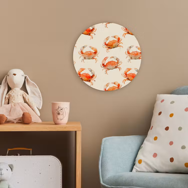 Krabben - Patroon - Oranje Wandcirkel kunststof plaat 5mm dik klein 188 -tsfeer1_kind