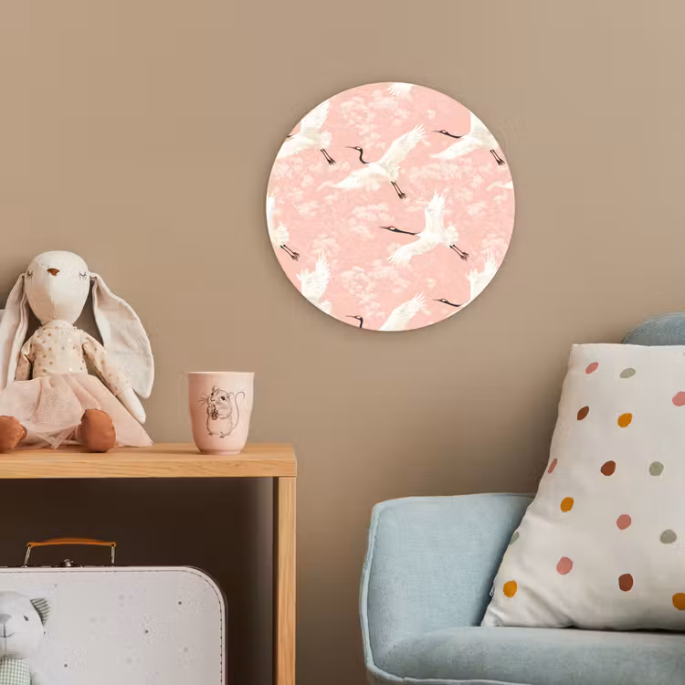 Kraanvogels - Bloesem - Roze Wandcirkel kunststof plaat 5mm dik klein 188 -tsfeer1_kind