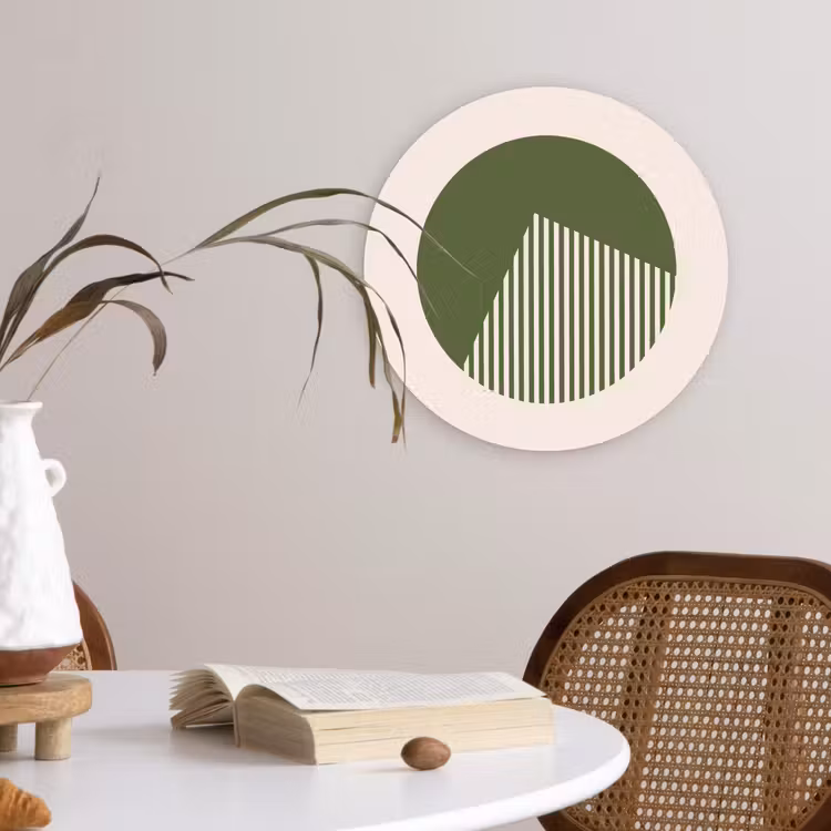 Cirkel - Strepen - Geometrisch - Abstract - Groen Wandcirkel kunststof plaat 5mm dik klein -sfeer4