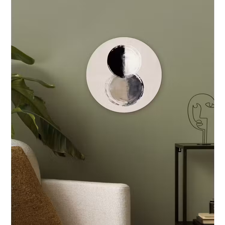 Cirkels - Strepen - Minimalistisch - Zwart Wandcirkel kunststof plaat 5mm dik klein -sfeer3