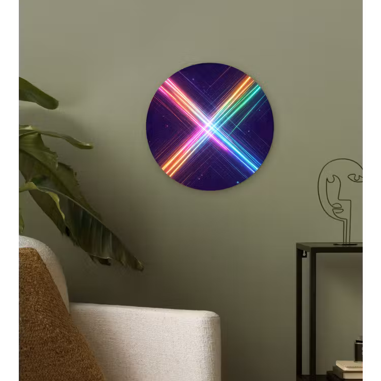Kruisen - Lasterstralen - Neon Wandcirkel kunststof plaat 5mm dik klein -sfeer3
