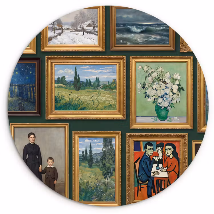 Kunst - Schilderijen - Collectie - Klassiek - Groen Wandcirkel kunststof plaat 5mm dik klein -3d