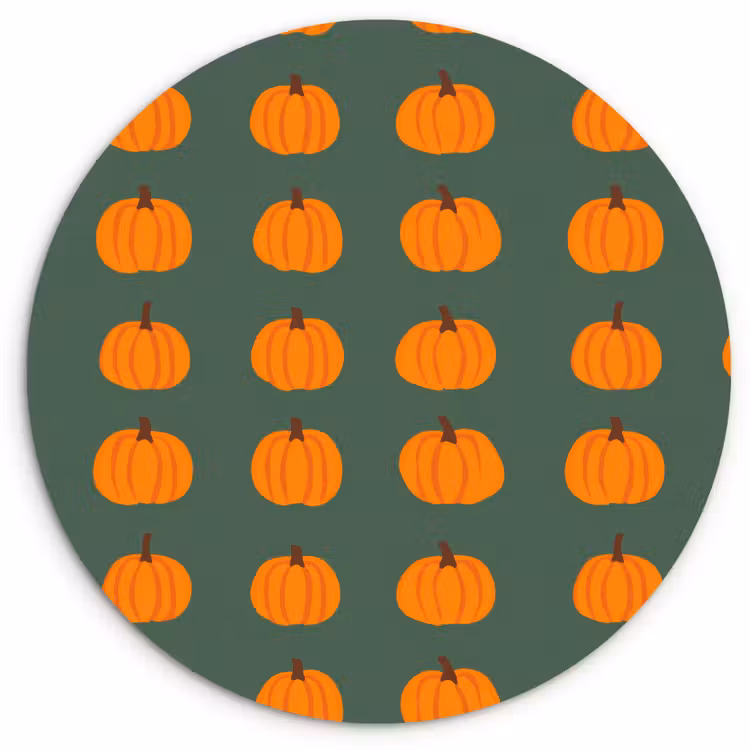 Pompoen - Patroon - Oranje Wandcirkel kunststof plaat 5mm dik klein 188 -3d