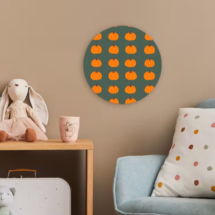 Pompoen - Patroon - Oranje Wandcirkel kunststof plaat 5mm dik klein 188 -tsfeer1_kind