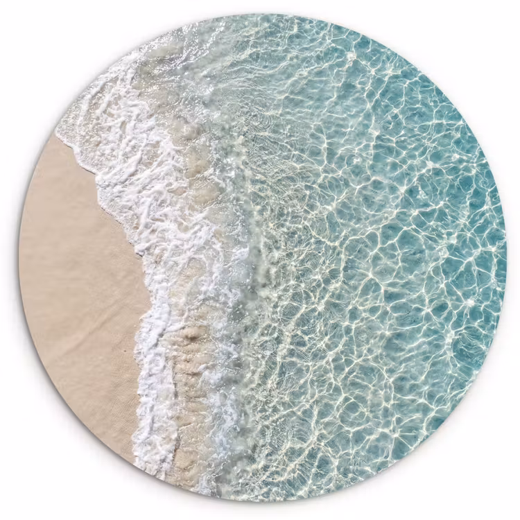 Kust - Zand - Blauw Wandcirkel kunststof plaat 5mm dik klein -3d