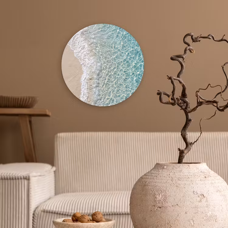 Kust - Zand - Blauw Wandcirkel kunststof plaat 5mm dik klein -sfeer1
