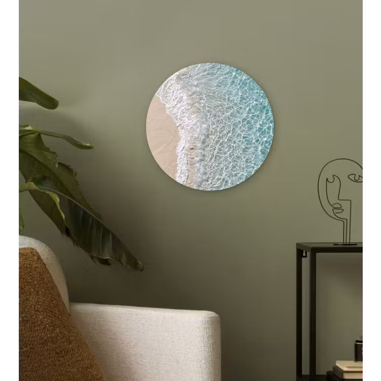Kust - Zand - Blauw Wandcirkel kunststof plaat 5mm dik klein -sfeer3